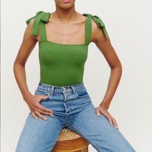 NWT! Reformation Canyon Tie Strap Knit Tank in Palm Green